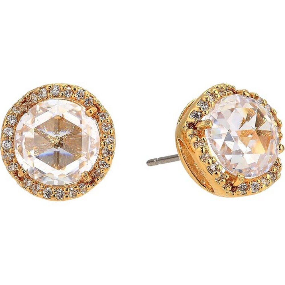 Kate Spade That Sparkle Pave Round Large Stud Earrings Gold Clear Jewelry Gift